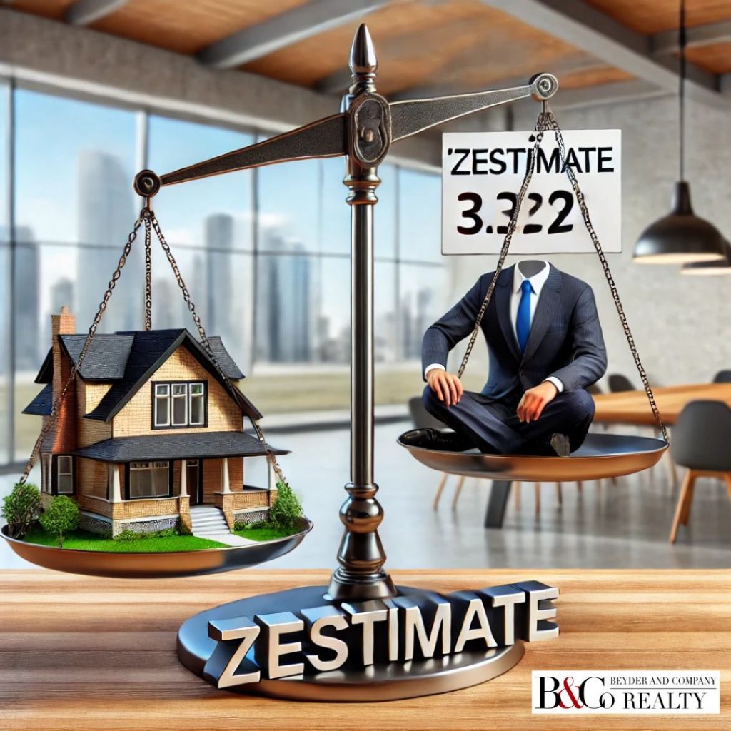 Zestimate balance with house on one side and Zestimate on other side